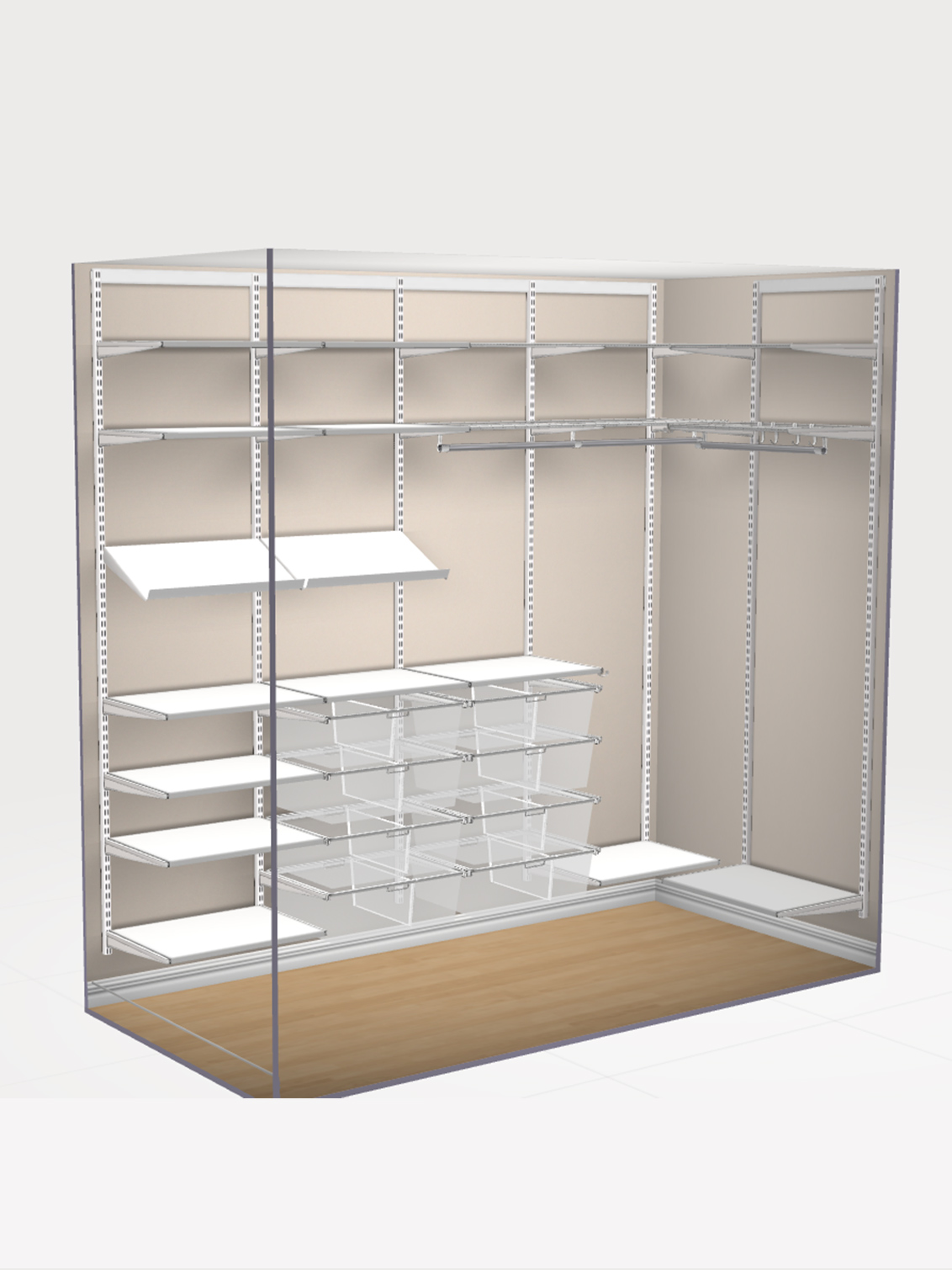 Planeringsskiss på en walk-in closet från Elfa.