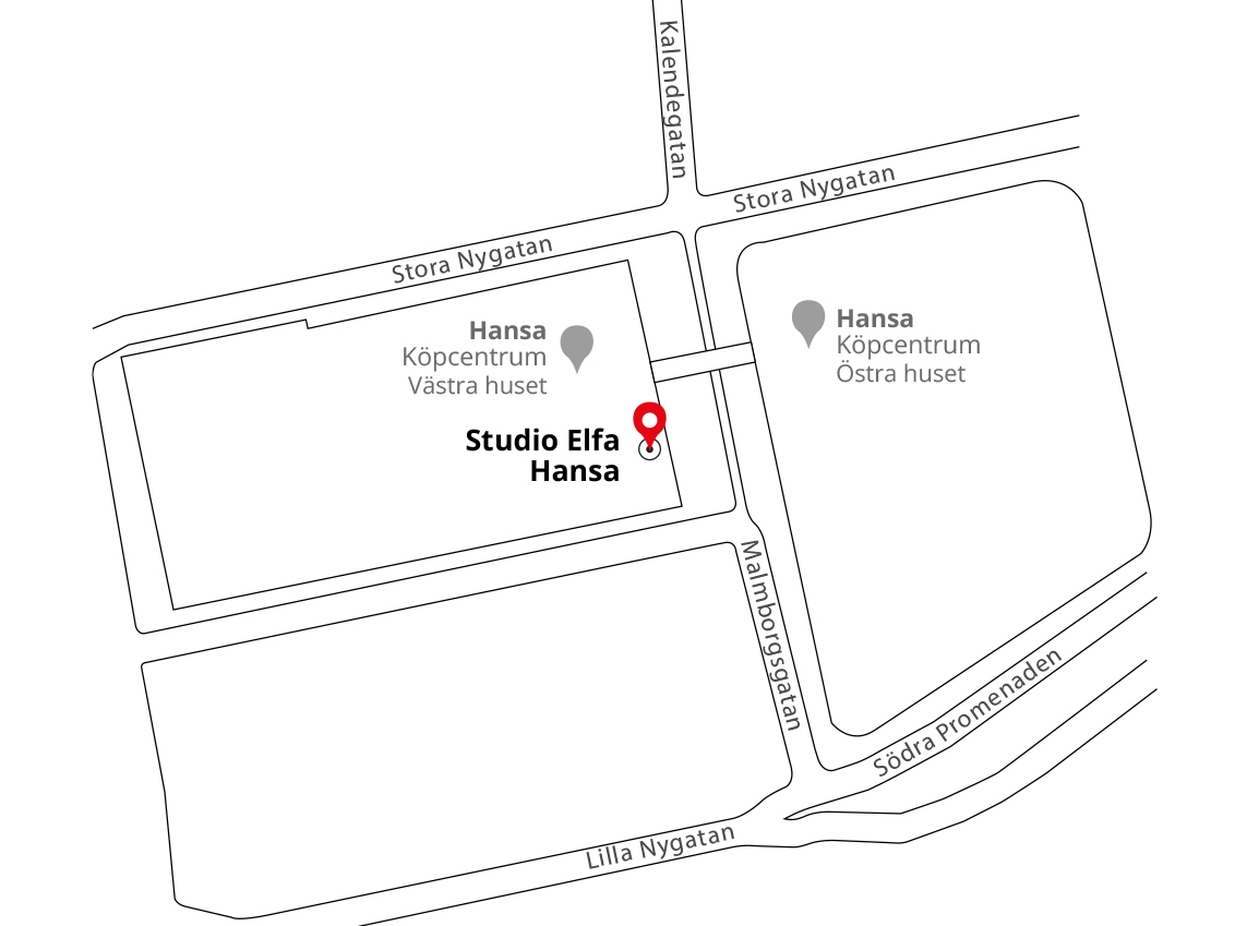 Var Studio Elfa Hansa ligger på kartan.