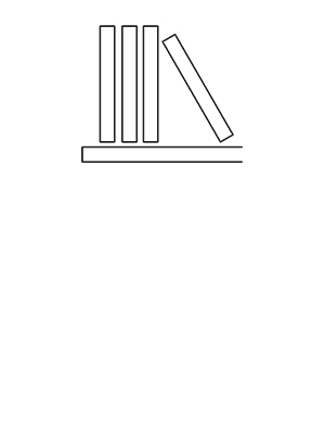 Symbol with books on shelf.