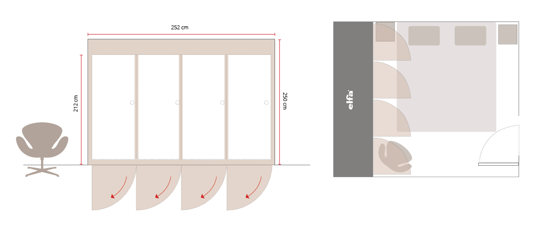 Säästä tilaa käyttämällä liukuovia vaatekaapin ovien sijaan.