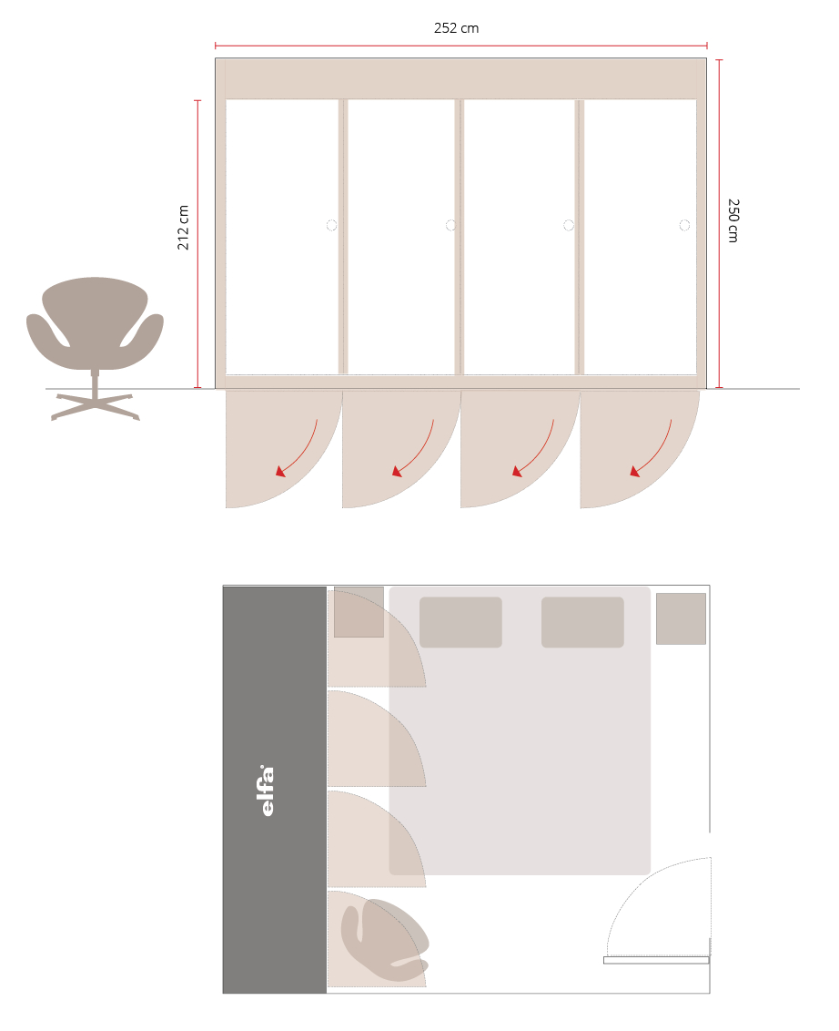 Säästä tilaa käyttämällä liukuovia vaatekaapin ovien sijaan.