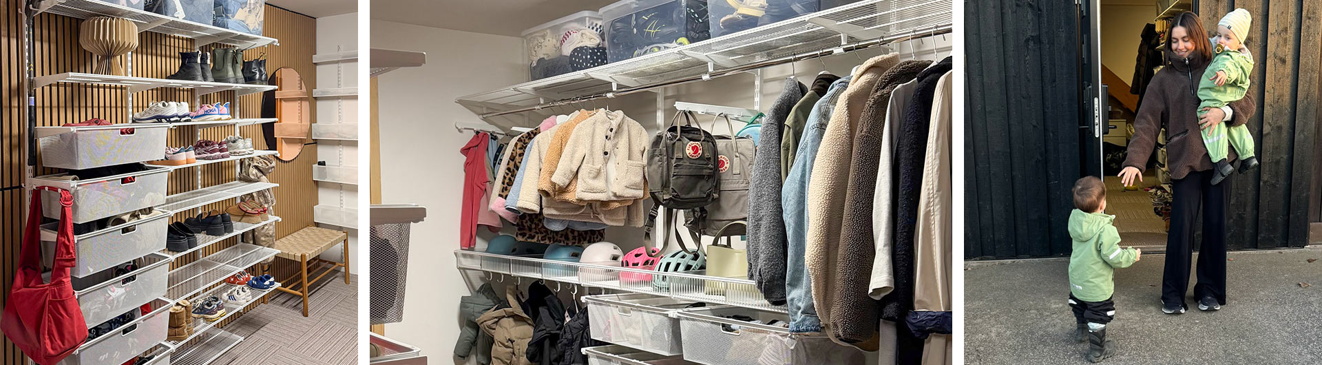 Familjens makeover i hallen med förvaring från Classic by Elfa.