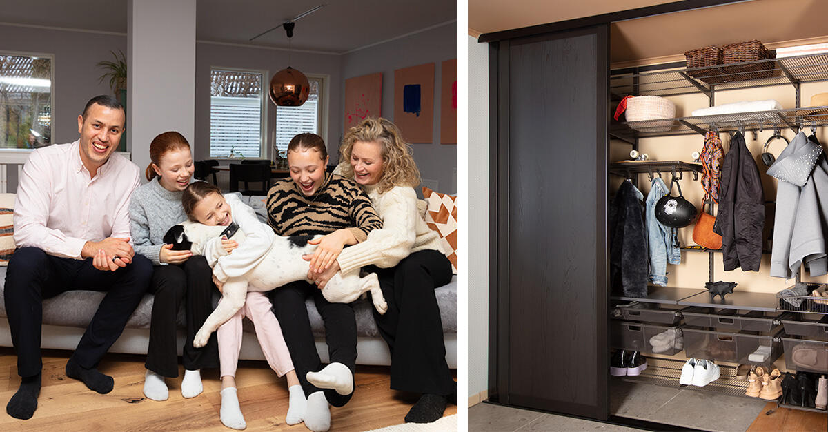 Familien Jallow fik ny opbevaring i entréen fra Elfa.