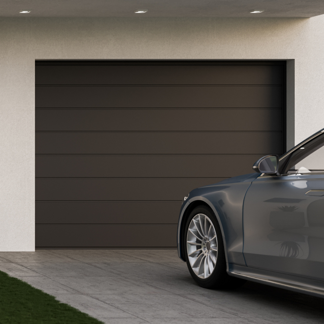 Garage med stängd carport.