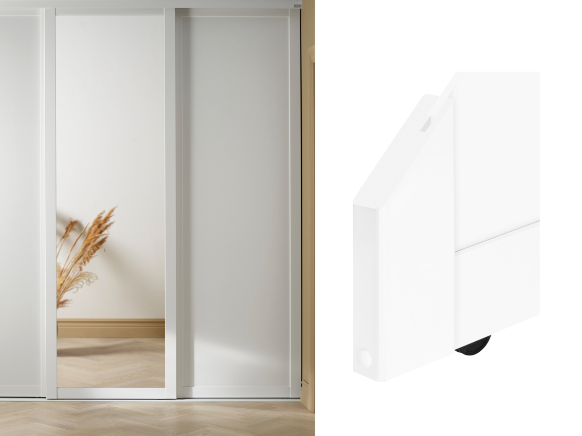 Elfan valkoiset Grace-liukuovet, joissa on peili.